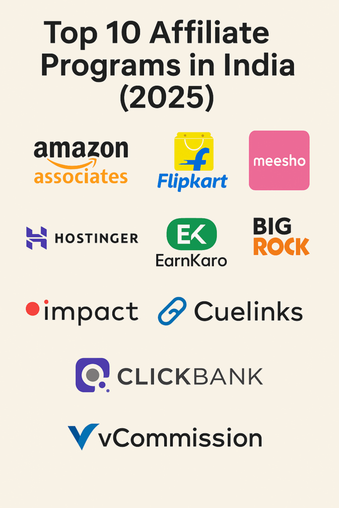 Top 10 Affiliate Programs in India (2025) with Official Signup Links